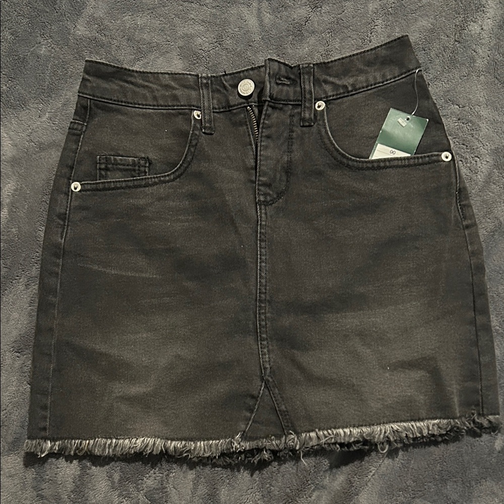 Wild Fable Black Mini Skirt with Frayed Hem